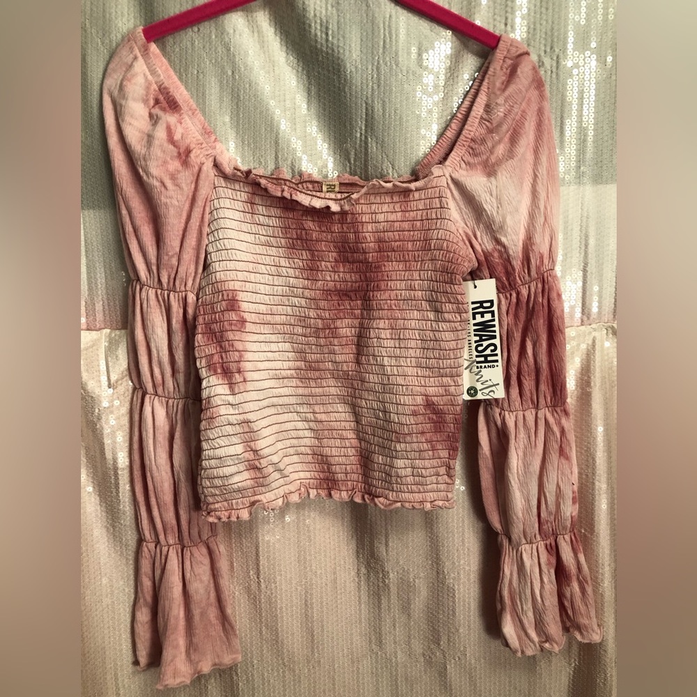NWT Rewash crop top size Small pink tie dye color